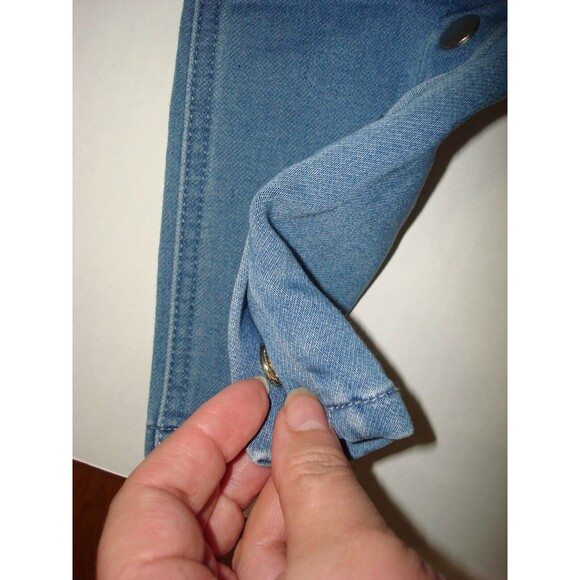 New Womens Isaac Mizrahi Live Divine Denim Pull On Jeans Blue Gold Snaps 14 Tall - Picture 5 of 10